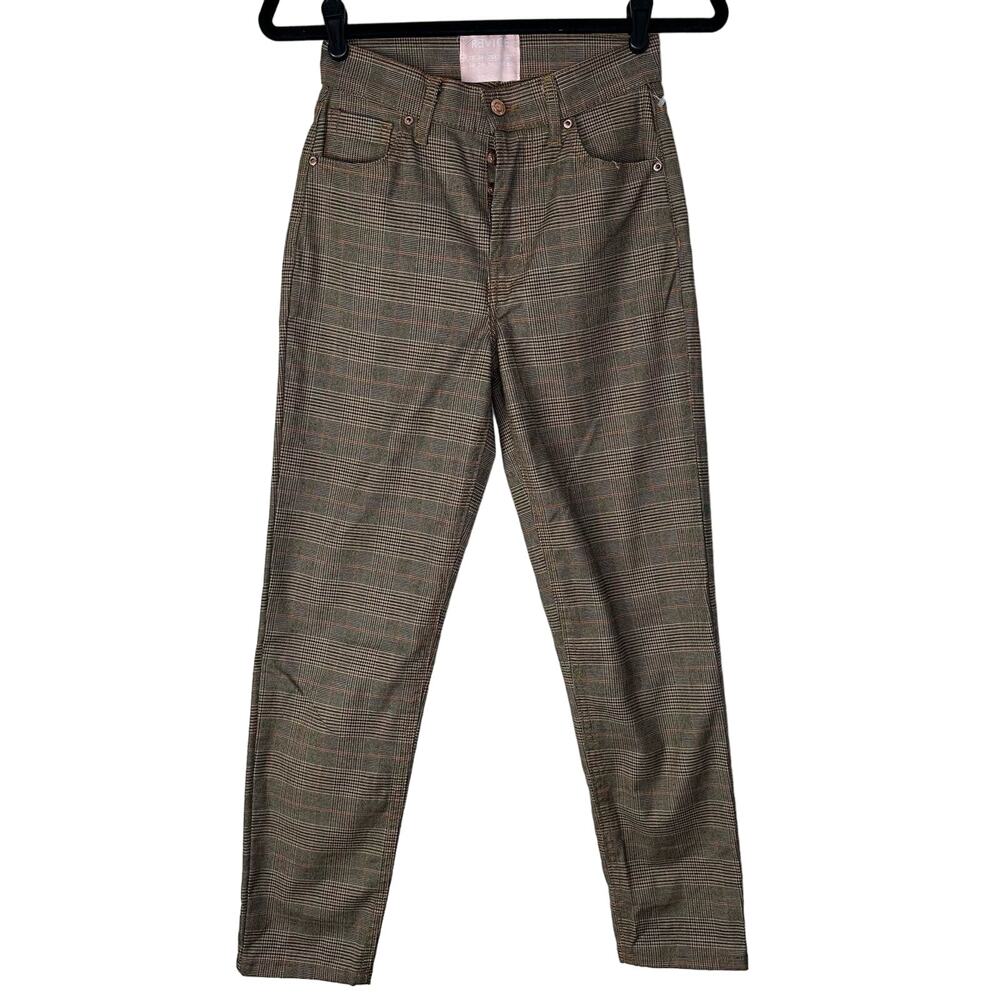 Revice Denim Women's 25 Pants Brown Plaid Straight Leg‎ EUC